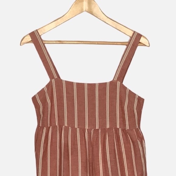 MADEWELL linen blend seamed midi dress in stripe - Picture 2 of 5